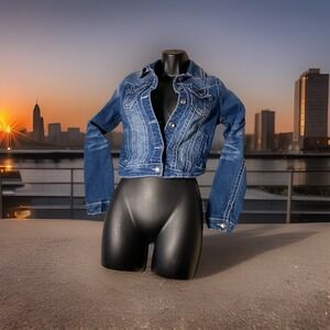 VANITY Jean Jacket Adult Small Blue Embroidered Jewel Blue Denim Womens‎